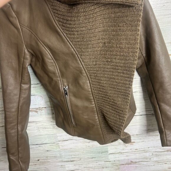 Guess Faux Leather Jacket with waterfall detail size xs brown - Picture 5 of 8